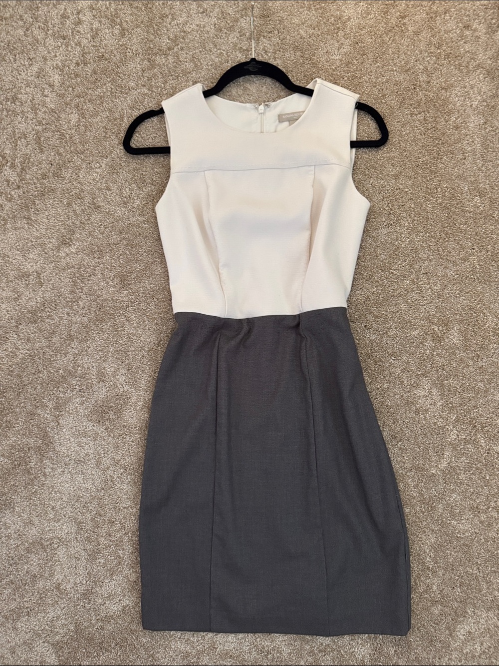 Banana Republic Two-Tone Sheath Dress in Cream and Dark Gray
